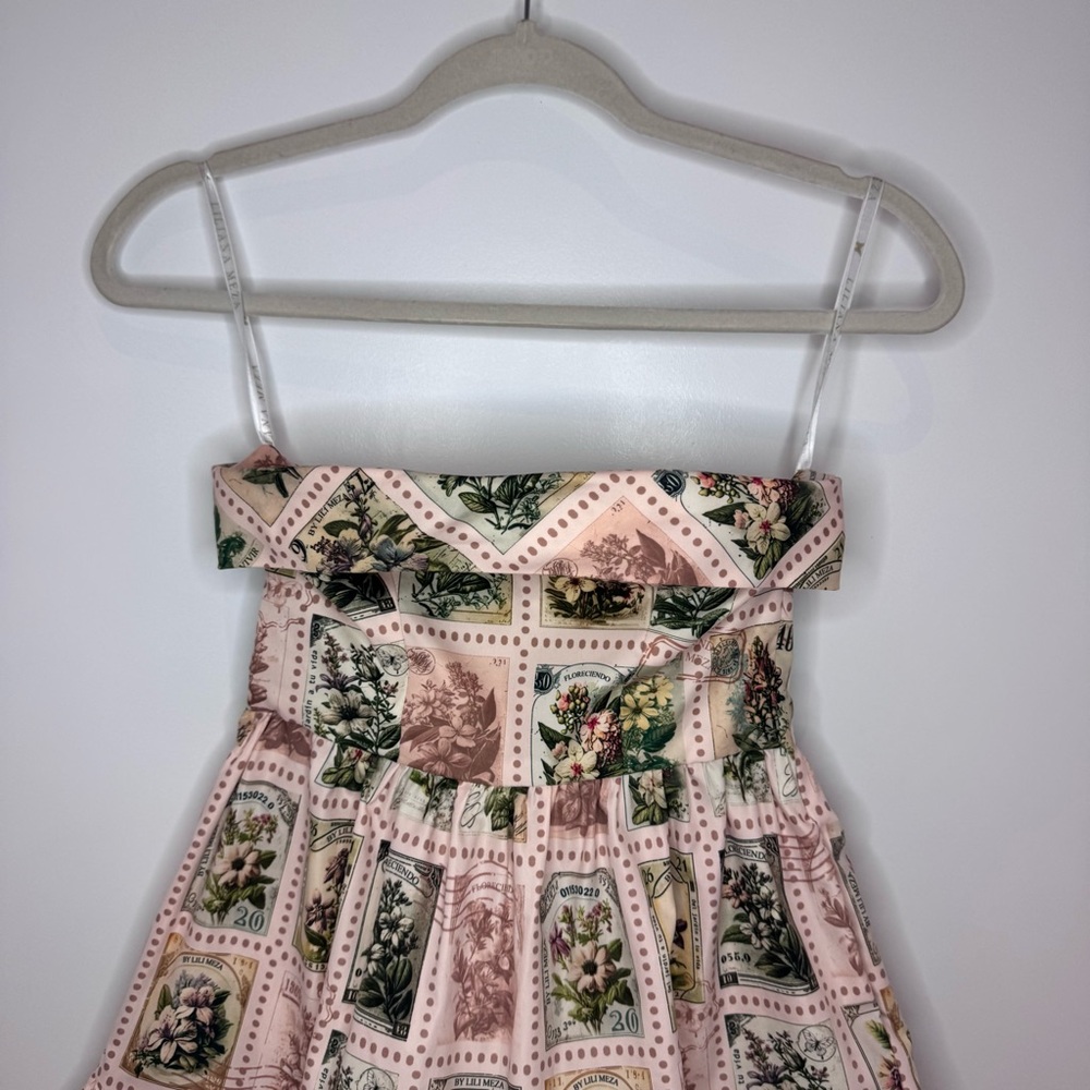Liliana Meza Pink Floral Stamp Print Mini Dress